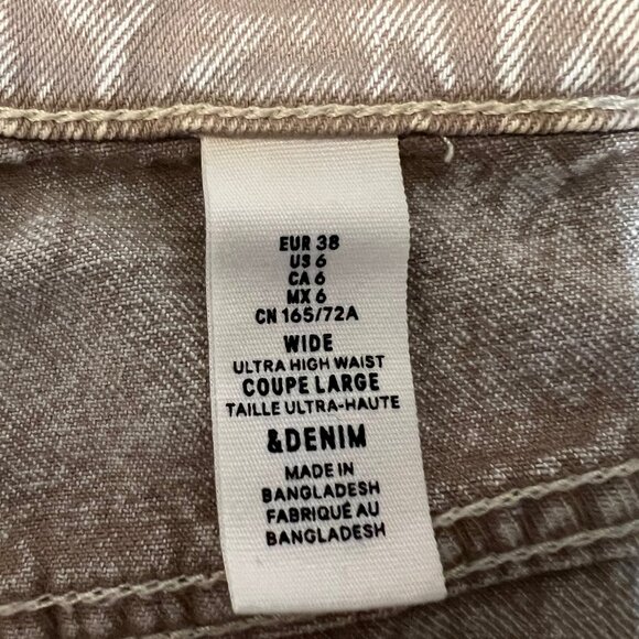 H&M Beige High-Waisted Wide-Leg Jeans - Picture 4 of 5